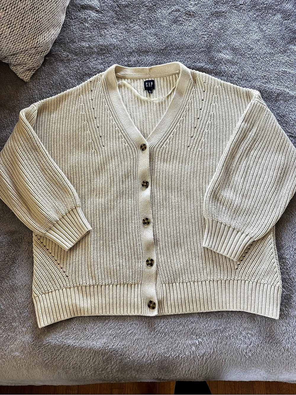 Gap Shaker Rib Cardigan Shaker Knit Cardigan in Cream Large